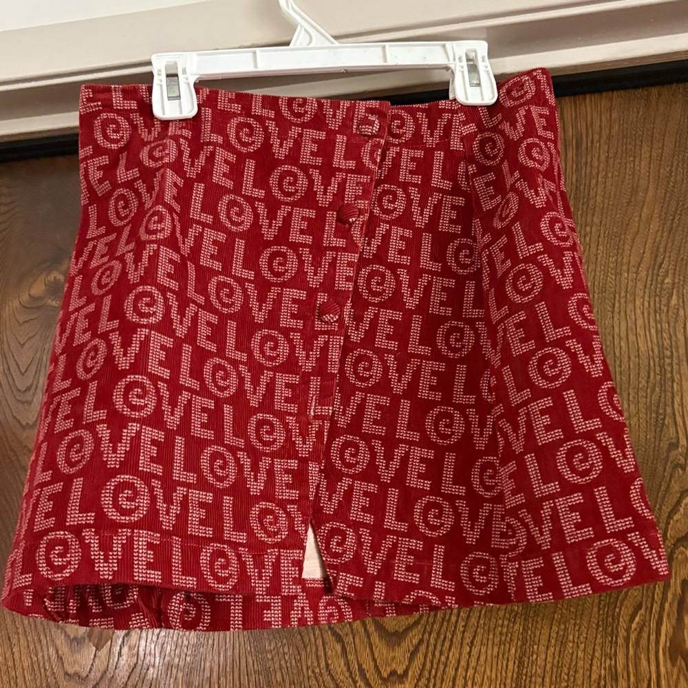 Urban Outfitters Red Patterned Skirt